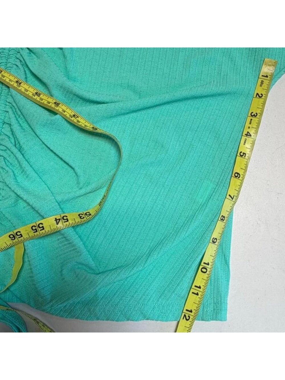 3/$20 Ruched Teal Short Sleeve Blouse Top Women’s 3X Summer Flattering Ribbed - Picture 6 of 6